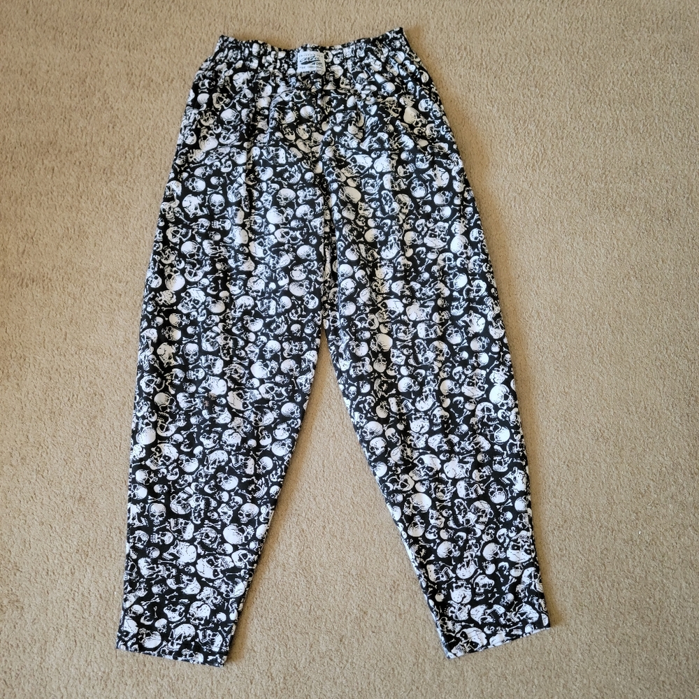 Vintage 90s AOP Skull Pants Crazee Wear USA Mens XXL Muscle Gym Baggy parachute